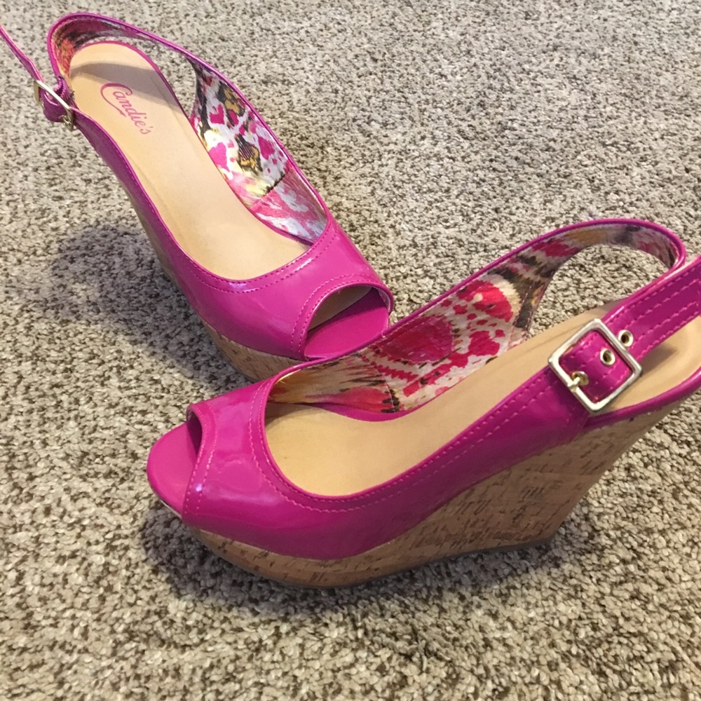 Pink Candies wedge heels